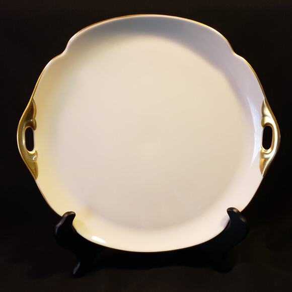 SALE Pickard China USA Ivory n Gold Square Handled Cake Plate 11 1/8 inch - Picture 2 of 9
